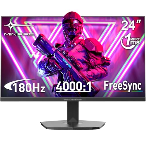 Minifire Gaming Monitor 24 Zoll, 180 Hz, 1ms, FreeSync, Full HD(1920 x 1080), Rahmenlos Bildschirm, Einstellbar, Low Blue Light, HDR 10,300Nits, sRGB 110%, 4000:1 Kontrast, HDMI 2.0&DP 1.2(MFG24F4L) thumbnail 1