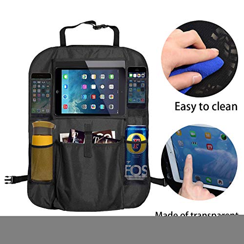 Fullsexy 2 Pack Car Backseat Organizer with Touch Screen Tablet Holder, Waterproof Kick Mats Back Seat Protector, NO Bad Smell (24" X 16")