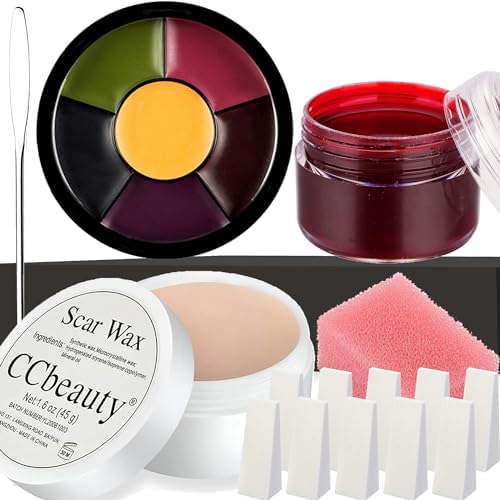 CCbeauty Halloween SFX Makuep Kit, 6-Color Bruise Wheel with Fake Wound ...