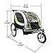 Clevr Green Collapsible 2 Seats 3-in-1 Double Bicycle Trailer Baby Bike Jogger/Stroller Jogging Running Kids Cart Bike | Suspension & Pivot Front Wheel
