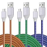Micro USB Cable, 3-Pack Boxeroo 10ft/3m High Speed Micro Cable Briaded USB 2.0 A Male to Micro B Sync and Charging Cords for Samsung, HTC, Motorola, Nokia, Android, and More