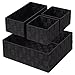 Woven Storage Box Cube Basket Bin Container Tote Organizer Divider for Drawer,Closet,Shelf, Dresser,Set of 4 (Black) primary