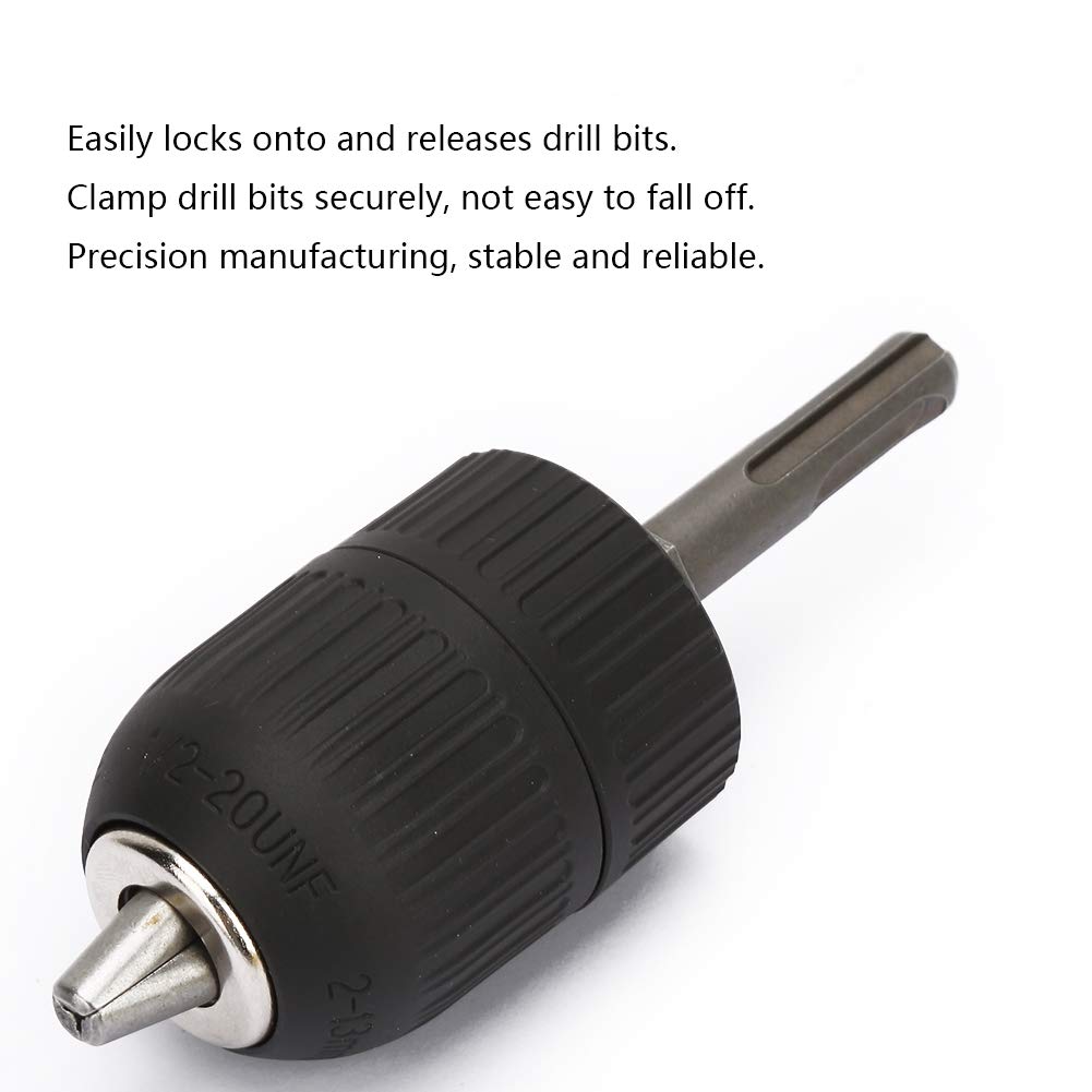 SDS Keyless Drill Chuck, Drill Chuck 2.0-13mm with 1/2-20UNF+SDS Round Shank Adapter Converter Made of Plastic and Steel - Image 5