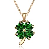 Crystalline Azuria Women 18K Gold Plated Zirconia Crystals Lucky Four Leaf Clover Pendant Necklace 18 inches for Women