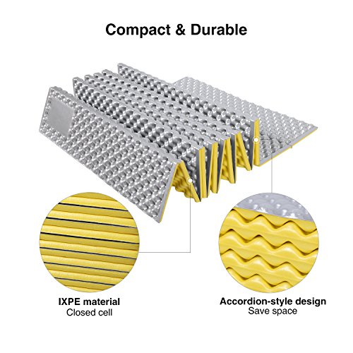 REDCAMP Foam Sleeping Pad Mat, Closed Cell Foam Pad for Camping Backpacking Hiking, Silvery/yellow 72"x22"x0.75" - Thumbnail 4