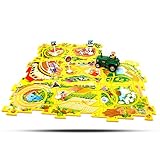 Perfect Life Idea Farm Tractor Vehicle Puzzle Track Play Set - Battery Operated Toy Themed Style Vehicle Runs on Interchangeable Puzzle Tracks - Make up to 50 Track Combinations