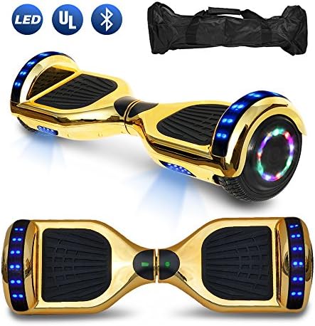 BornTech Talent Series 6.5" Electric Scooter HoverBoard Smart Self-Balancing Wheels With Built in Bluetooth Speaker LED Lights UL2272 Certified Approved (Chrome Gold)