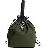 XINSHUN Canvas Drawstring Lunch Bag Insulated Lunch Bento Tote Bag Reusable Lunch Bag with Handle and Drawstring Closure for Women Work Picnic or Travel (COLOR1)