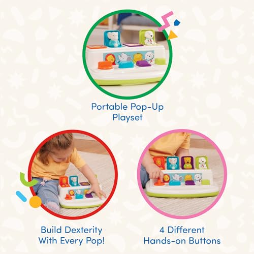 Battat – Cause – And – Effect Toy – Developmental Toy With Buttons & Colors – Color Sorting Animal Toys – For Kids, Toddlers, Babies – 18+ Months – Pop – Up Pals