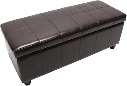 Mendler Banc Banquette Rembourree Coffre De Rangement Kriens Cuir Reconstitue 112x45x45cm Marron Amazon Fr Cuisine Maison
