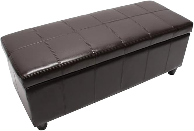 Mendler Banc Banquette Rembourree Coffre De Rangement Kriens Cuir Reconstitue 112x45x45cm Marron Amazon Fr Cuisine Maison
