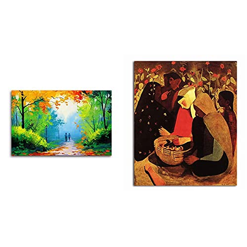 Tamatina Sunrise + Amrita Sher Gill Paintings (Set of 2)