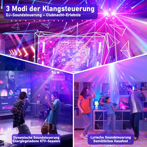Vicalo Disco Licht mit Dual Disco Bällen – RGB Sound-aktivierte Partylichter, Stroboskop Effekt Licht für DJ, KTV, Club, Weihnachtsfeier