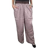 Mogul Interior Women's Harem Pants Wide Leg Pink Printed Long Boho Palazzo S/M
