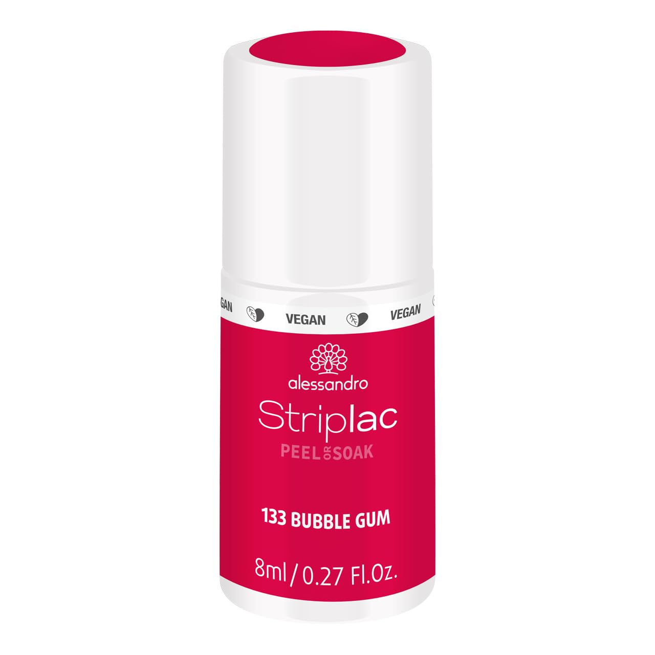 alessandro Striplac Peel or Soak Vegan Bubble Gum - Dark Pink LED Nail Polish - For Perfect Nails in 15 Minutes 8ml