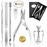 VEZARON Upgraded 6Pcs/Set Ingrown Toenail Tools Kit, Premium Nail Treatment Foot Tool, Ingrown Toenail Removal Correction Clippers, Surgery Grade Ingrown Toe Nail File and Lifter (Silver)