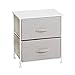 mDesign Short Vertical Dresser Storage Tower - Sturdy Steel Frame, Wood Top, Easy Pull Fabric Bins - Organizer Unit for Child/Kids Bedroom or Nursery - Chevron Zig-Zag Print, 2 Drawers - Taupe/Natural