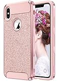 ULAK iPhone Xs Max Case, Sparkly Glitter Bling Slim Shockproof Protective Shiny Girl Women Faux Leather Soft TPU Bumper & Hard PC Phone Cover for Apple iPhone Xs Max 6.5