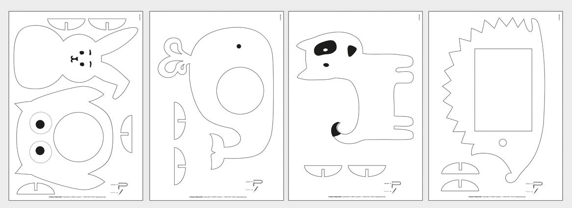 Rayher Woodworking Kit with Four Animal Templates and Four Plywood Sheets, Fret Saw Patterns for Beginners, Patterns for Various Wood Animal Shapes, 30x20cm, 62912505 — image 1