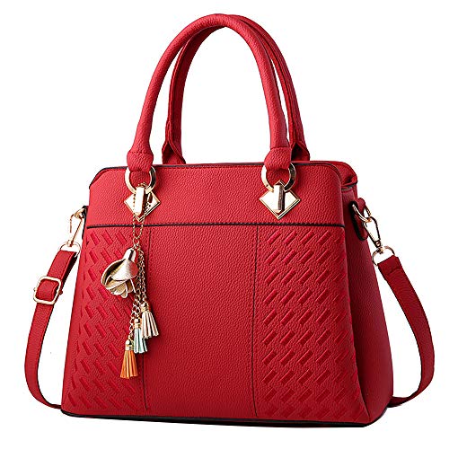 Londony Fashion Purse 2019, Womens Satchel Handbag Tote Shoulder Purse Leather Crossbody Bag Red