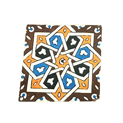 Large Decorative Cement Tile Hand Painted in Morocco Handmade