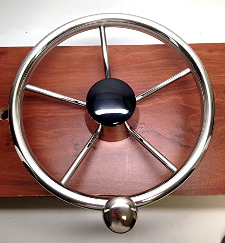Pactrade-Marine-5-Spoke-Stainless-Steel-Steering-Wheel-with-Turning-Knob-11-L Pactrade-Marine-5-Spoke-Stainless-Steel-Steering-Wheel-with-Turning-Knob-11-L