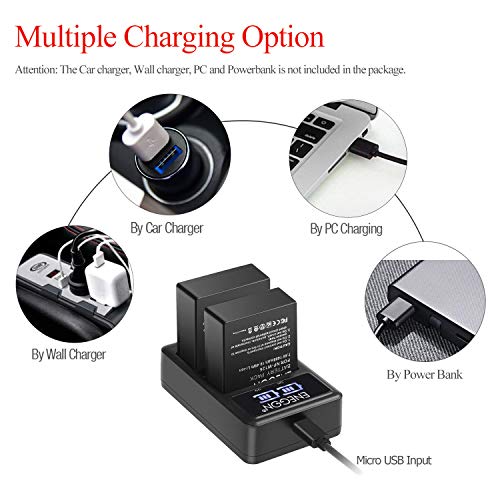 NP-W126S NP-W126 Batterie de Rechange (2 Paquets) et Chargeur Double Intelligent LED USB pour Fujifilm NP-W126S NP-W126 et Fuji FinePix HS30EXR HS35EXR HS50EXR X-A1 et Plus de caméras - Image 5