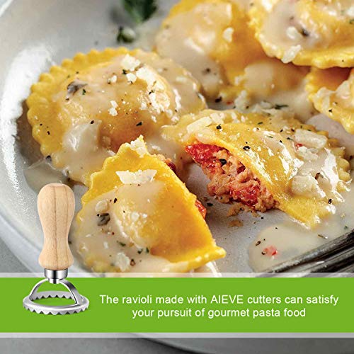 AIEVE Ravioli Stamp Cutters and Roller Wheel for Ravioli Pasta,Easy