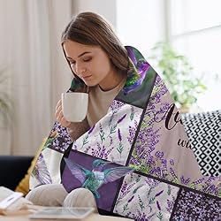Hummingbird Print Blanket Purple Lavender Bird