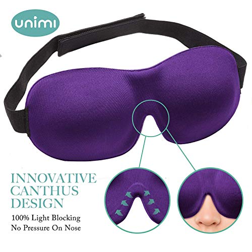Unimi Sleep Mask for Woman and Man, Upgraded Contoured 3D Eye Mask Eye Cover, Comfortable Sleeping Mask No Pressure On Your Eyeballs, Create Total Darkness