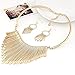 Necklace, New Luxury Womens Metal Tassels Pendant Chain Bib Necklace Earrings Jewelry Set Mchoice (Gold)
