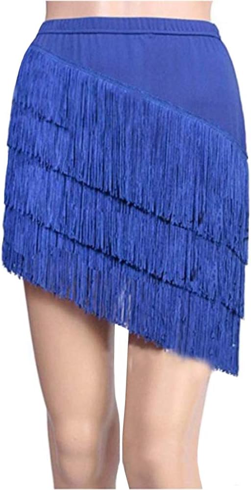 YOUMU Women Latin Tango Ballroom Tassel Fringe Skirt Samba Salsa Dance Dress Dancewear
