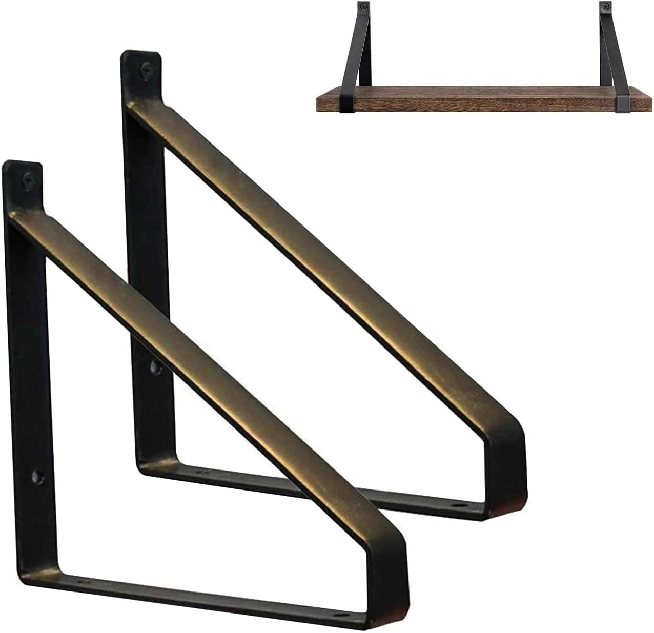 Floating Shelf Mount Black 2 Piece Metal Shelf Angle Support Wall