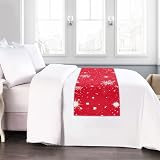 Morbuy 3D Christmas Snowflake Bed Runner 50x240cm Red Bedding Decor view 3