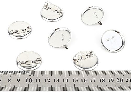 Silver Metal Brooch Round Clasps Pin Disk Findings Supplies Base Plate Craft DIY Pack of 50 (1"(25mm))