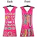 My Little Dress Hanging Jewelry Organizer with Satin Hanger, New & Improved, Closet Storage, 2 sided for Jewelry, Hair Accessories & Makeup (1-Pink Dress & Black Satin Hanger, 24 pockets 17 loops)