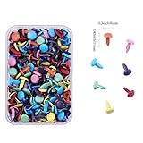 200pcs Mixed Color Metal Brad Paper Fastener for Scrapbooking Craft 8mm,bright with Platic Storage Box