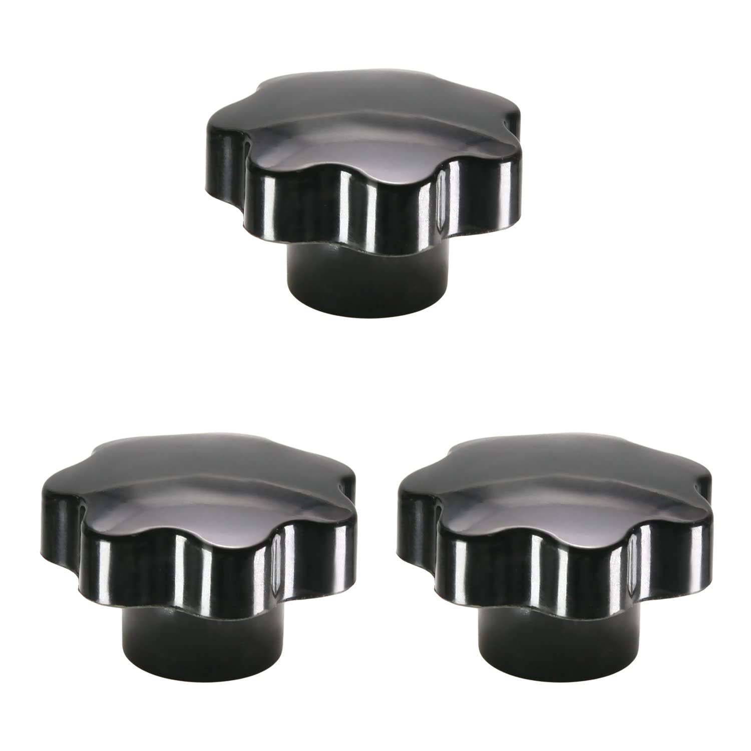Othmro M12 Female Thread Star Clamping Knob 50mm Head Diameter Star Torx Clamping Knob Black 3pcs
