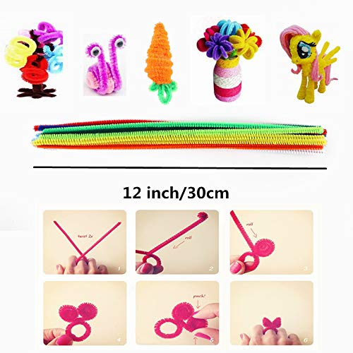 Creativity Craft Chenille Pipe Cleaners - 396 pcs 24 Colors with Wiggle Googly Eyes for DIY Art and Crafts Creative Projects and Decorations Smooth at Both Ends No Damage/Hurt(6mm x 12inch)