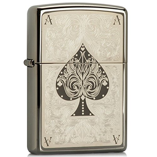 Zippo Black Ice Ace of Spades Filigree Windproof Lighter 28323 New In