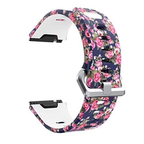 for Fitbit Ionic Sports Silicone Watch Bands for Women Men Wristbands,Leopard Flower Floral Camouflagel Butterfly Bohemia Scrawl 3D Geometry Printed Fitbit Ionic Replacement Accessories (E)