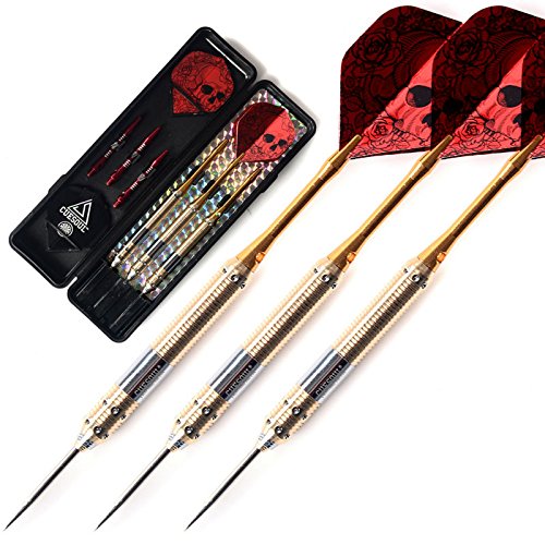 CUESOUL Dragon Series Steel Tip Darts Set 21 Grams Brass Barrels Durable Aluminum Shafts Great Grip Accuracy Good solid Accurate Darts Case Portable (JIAOLONG-F2301)