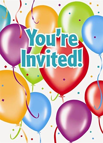 Balloon Birthday Invitations, 8ct