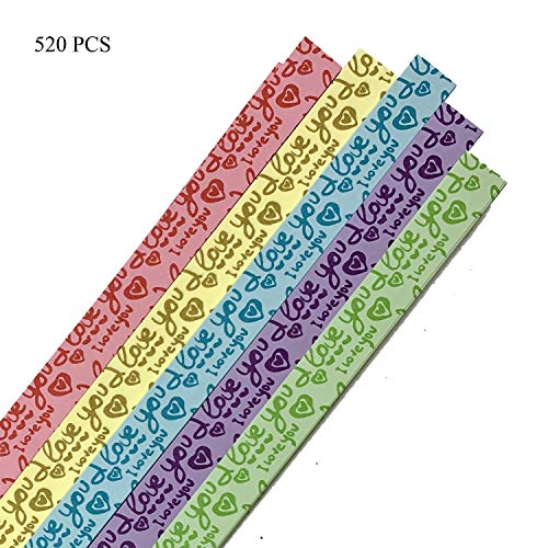 Wartoon Heart Printing Heart Origami Stars Paper and Luminous Heart Paper Set, 1820 Sheets - Thumbnail 3