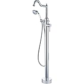 Seablueky Free Standing Tub Faucet Chrome, Freestanding Bathtub Faucet Tub Filler Stylish Brass Stand Alone Clawfoot Tub faucet Soaking Tub Fillers Floor Mount Tub Filler with Rotate Handheld Shower