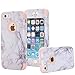 iPhone 5/5S/SE Case, Arukas Marble Design Ultra Slim Scratch Resistant Hybrid Hard PC Back Cover Soft Silicone Bumper Shockproof Protective Case for iPhone 5/5C/SE (4.0 Inch) (marble rose gold)