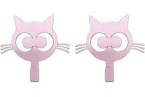 CaeorKvor Set of 2 Cartoon Cats Metal Hanging Hooks Space Saving for Coats Hats Bathroom Decorative Puss Fasteners