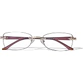 ZESAKER Rimless Reading Glasses for Women, Rectangle Blue Light Blocking Readers With Tinted Edge