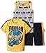 DC Comics Little Boys 3 Piece Batman and Superman T-Shirt Muscle Tee and Shorts Set, Yellow, 6