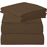 ROYALE LINENS 4 Piece King Sheets Set - Soft Brushed 1800 Microfiber Bedding - 1 Fitted, 1 Flat Sheet, 2 Pillow Cases - Wrinkle Free & Fade Resistant - Hotel Luxury Bed Sheets (Chocolate Brown, King)